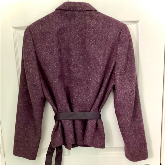 Petite Sophisticate Tweed Pants Suit W/ Leather Sash - Picture 3 of 16